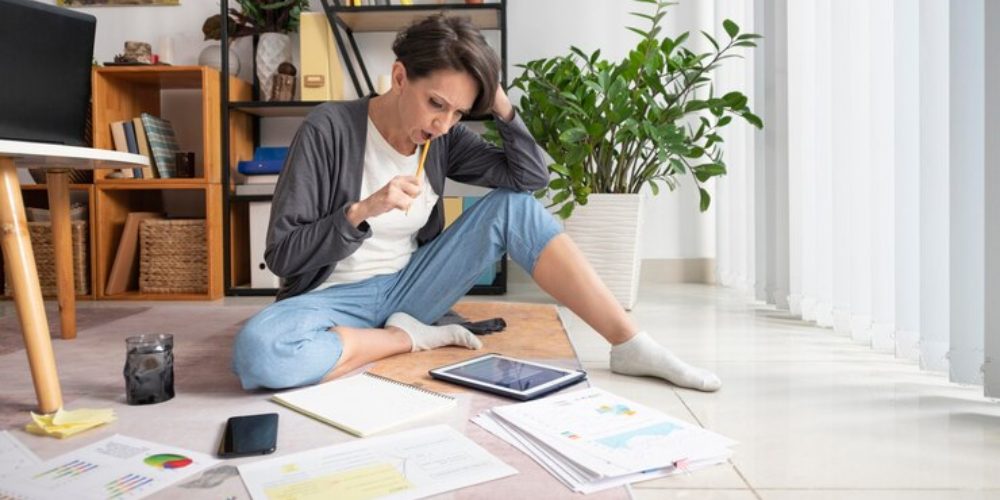 Woman working on a business plan